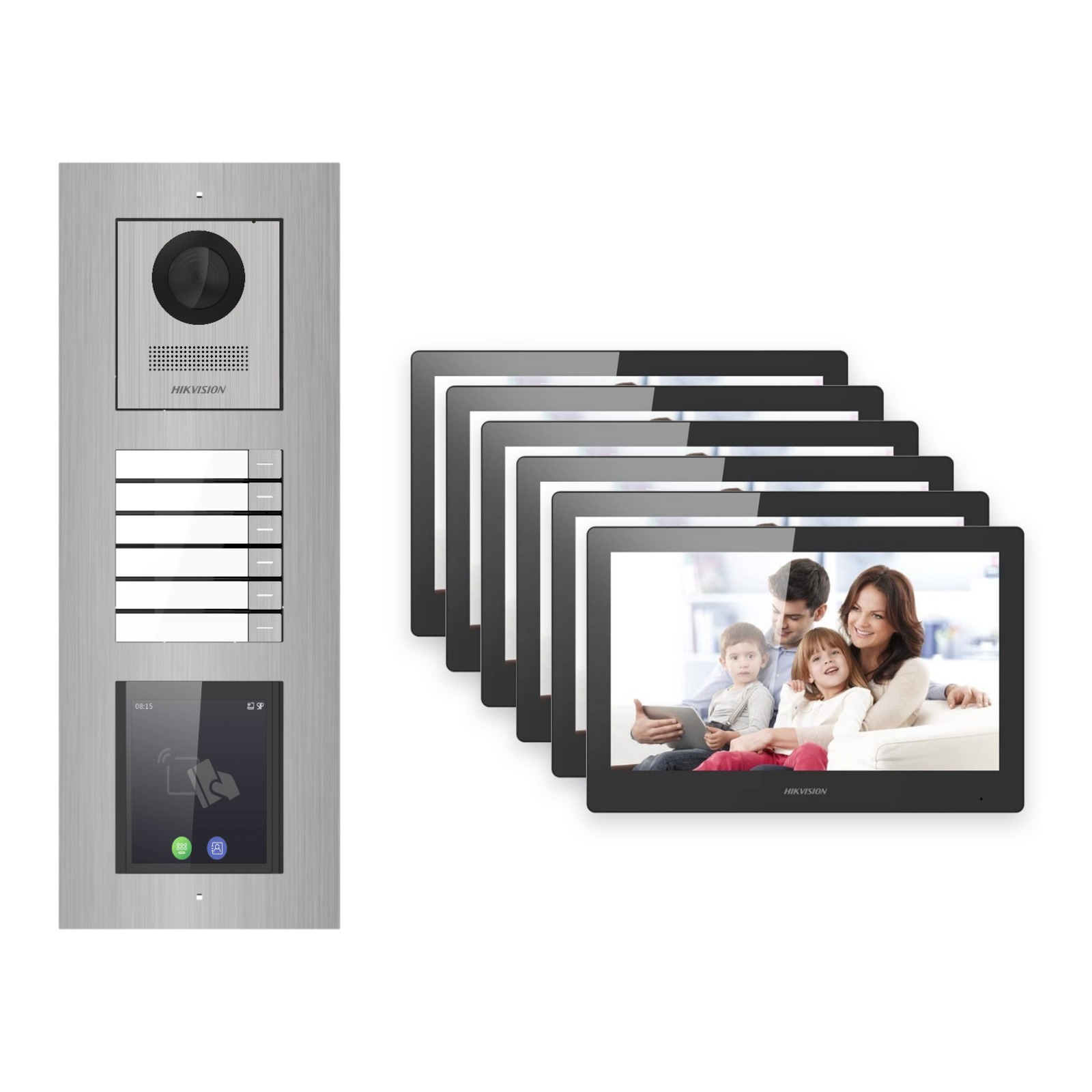 Hikvision PoE Video-Türsprechanlage 6-Familienhaus – Komplett-Set mit Touch-Display, DS-KH8520-WTE1, Unterputz Hikvision PoE Video-Türsprechanlage 6-Familienhaus – Komplett-Set mit Touch-Display, DS-KH8520-WTE1, Unterputz – Türstation und Innenstation
