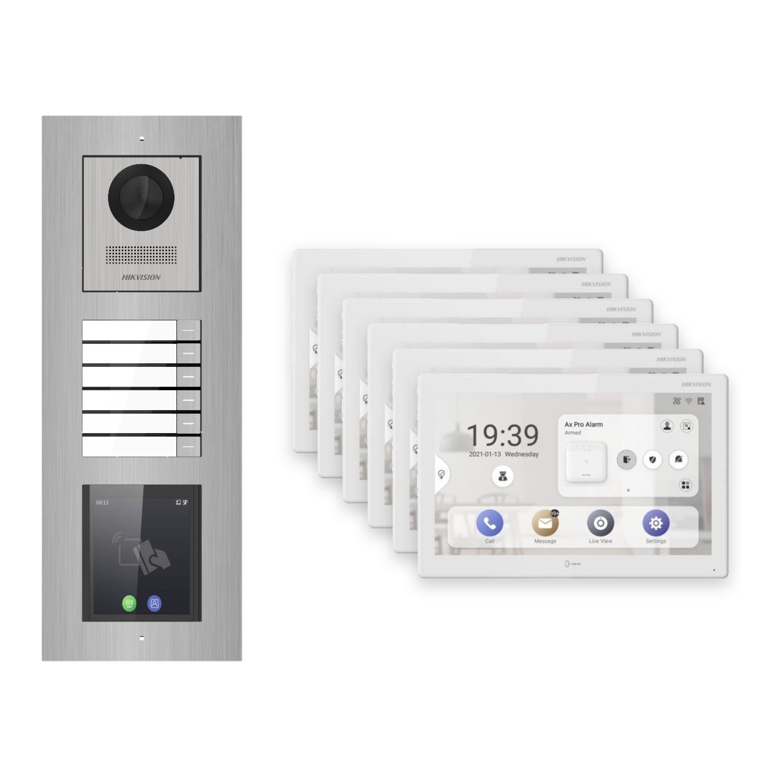 Hikvision PoE Video-Türsprechanlage 6-Familienhaus – Komplett-Set mit Touch-Display, DS-KH9510-WTE1(B), Unterputz Hikvision PoE Video-Türsprechanlage 6-Familienhaus – Komplett-Set mit Touch-Display, DS-KH9510-WTE1(B), Unterputz – Türstation und Innenstation