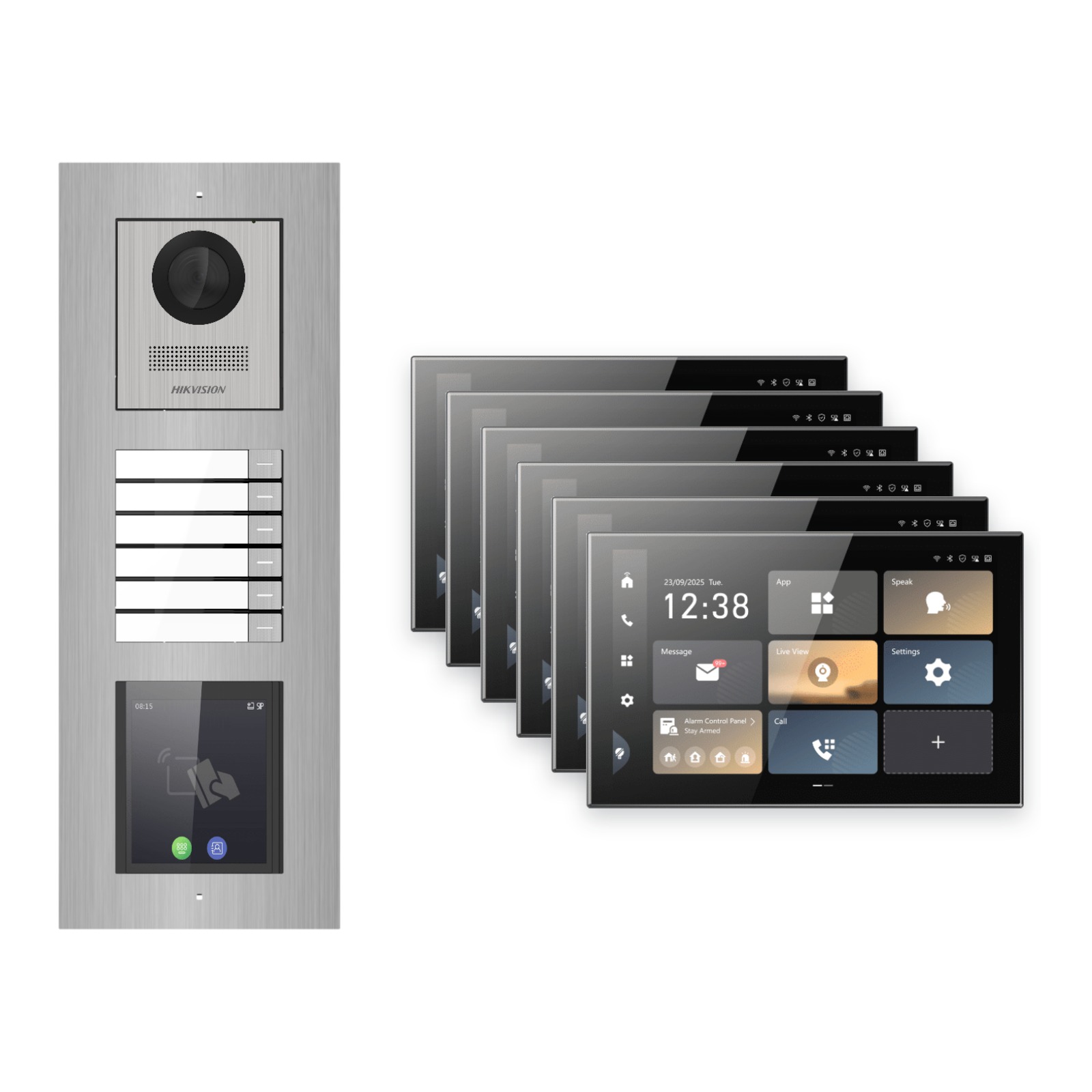 Hikvision PoE Video-Türsprechanlage 6-Familienhaus – Komplett-Set mit Touch-Display, DS-KH9570-WTE1/S, Unterputz Hikvision PoE Video-Türsprechanlage 6-Familienhaus – Komplett-Set mit Touch-Display, DS-KH9570-WTE1/S, Unterputz – Türstation und Innenstation