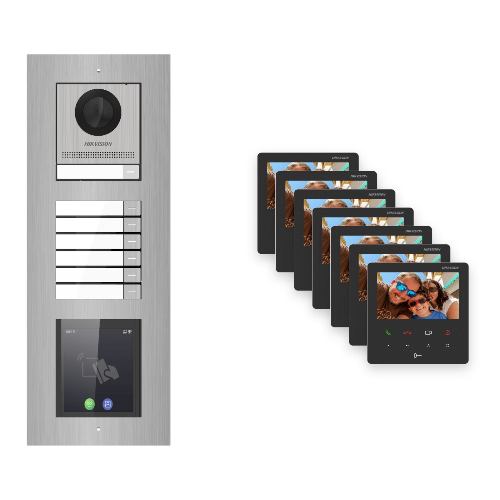 Hikvision PoE Video-Türsprechanlage 7-Familienhaus – Komplett-Set mit Touch-Display, DS-KH6110-WE1, Unterputz Hikvision PoE Video-Türsprechanlage 7-Familienhaus – Komplett-Set mit Touch-Display, DS-KH6110-WE1, Unterputz – Türstation und Innenstation
