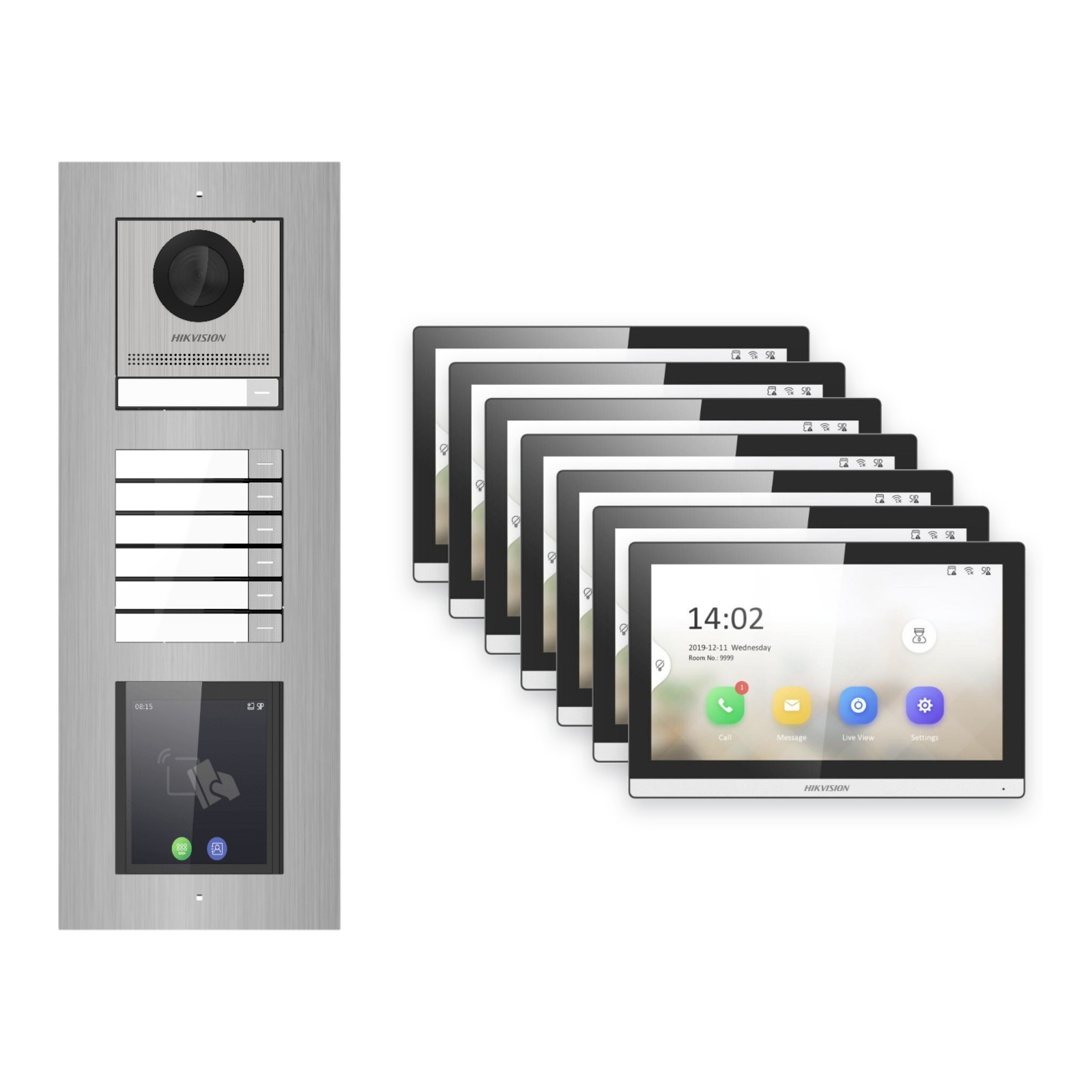 Hikvision PoE Video-Türsprechanlage 7-Familienhaus – Komplett-Set mit Touch-Display, DS-KH6350-WTE1, Unterputz Hikvision PoE Video-Türsprechanlage 7-Familienhaus – Komplett-Set mit Touch-Display, DS-KH6350-WTE1, Unterputz – Türstation und Innenstation