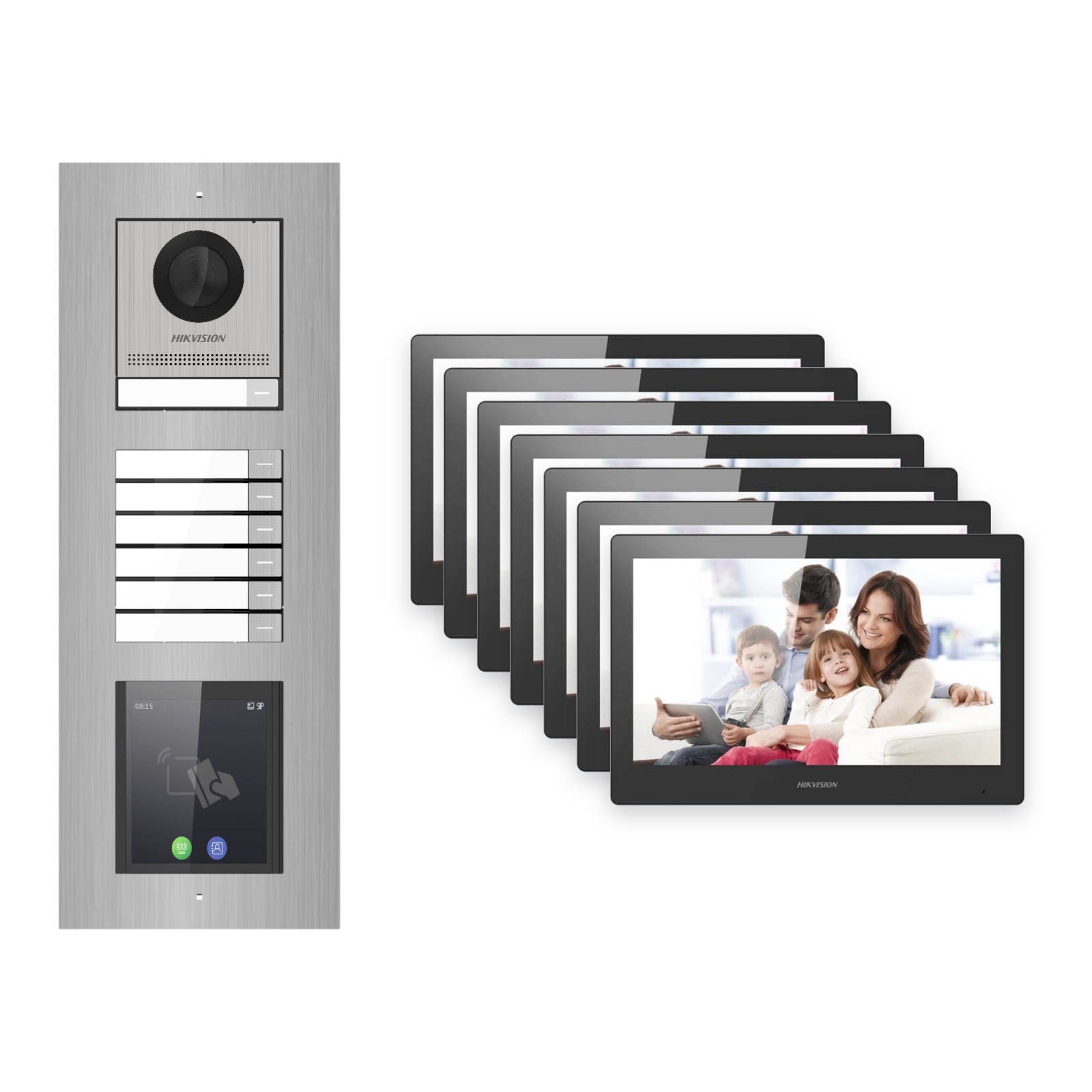 Hikvision PoE Video-Türsprechanlage 7-Familienhaus – Komplett-Set mit Touch-Display, DS-KH8520-WTE1, Unterputz Hikvision PoE Video-Türsprechanlage 7-Familienhaus – Komplett-Set mit Touch-Display, DS-KH8520-WTE1, Unterputz – Türstation und Innenstation