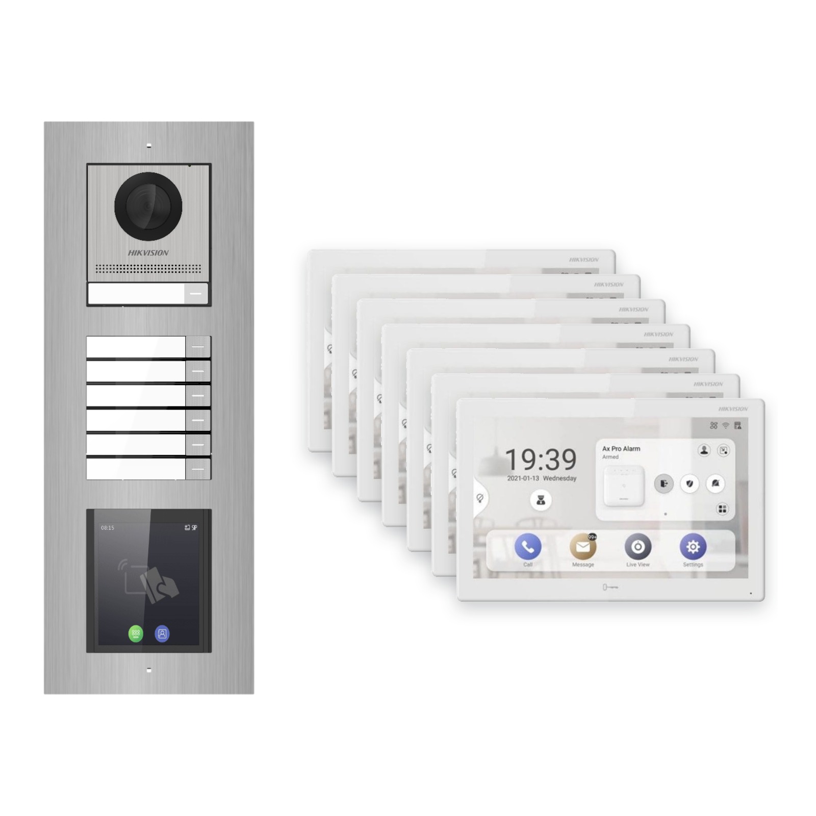 Hikvision PoE Video-Türsprechanlage 7-Familienhaus – Komplett-Set mit Touch-Display, DS-KH9510-WTE1(B), Unterputz Hikvision PoE Video-Türsprechanlage 7-Familienhaus – Komplett-Set mit Touch-Display, DS-KH9510-WTE1(B), Unterputz – Türstation und Innenstation