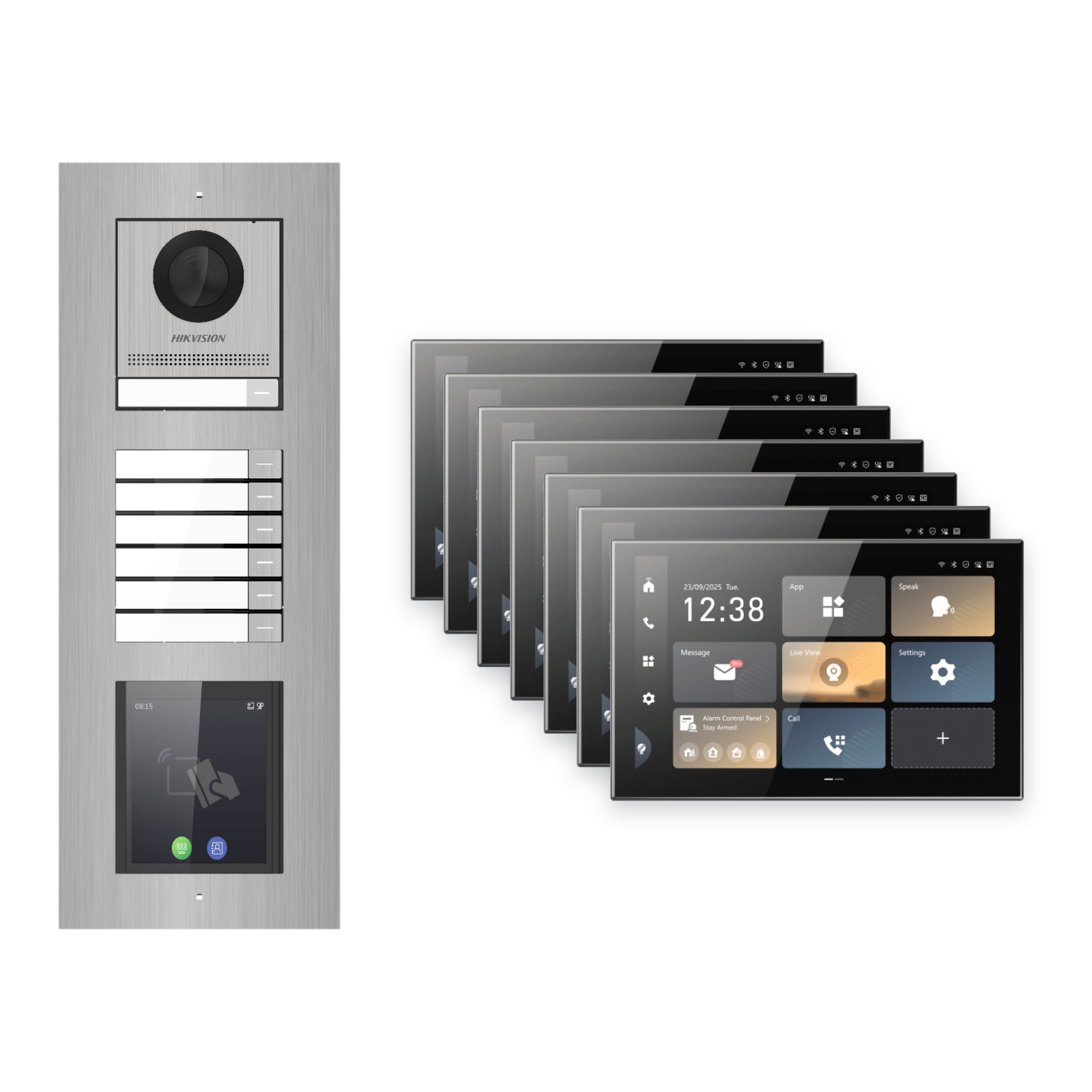 Hikvision PoE Video-Türsprechanlage 7-Familienhaus – Komplett-Set mit Touch-Display, DS-KH9570-WTE1/S, Unterputz Hikvision PoE Video-Türsprechanlage 7-Familienhaus – Komplett-Set mit Touch-Display, DS-KH9570-WTE1/S, Unterputz – Türstation und Innenstation