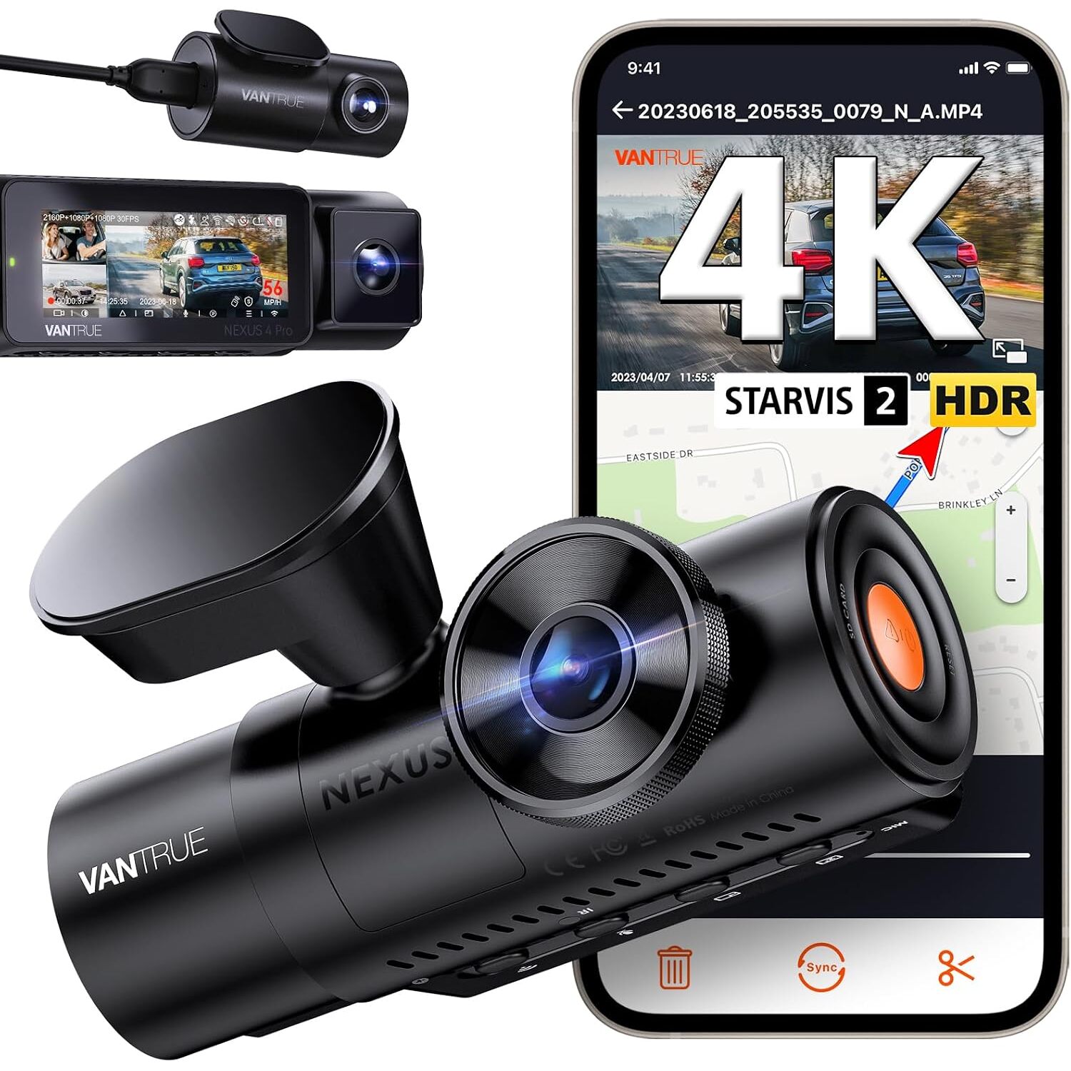 VANTRUE N4 Pro Dashcam 4K mit drei Kanälen