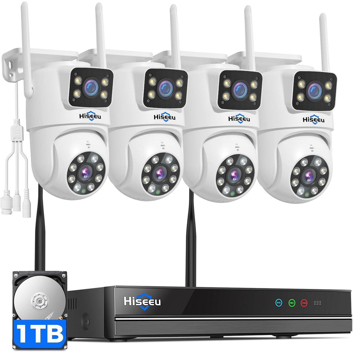 Hiseeu 3MP WLAN-Überwachungsset mit Dual-Objektiv-Kameras – 10-Kanal-NVR und 1 TB – Ansicht 1 Hiseeu 3MP WLAN-Überwachungsset mit Dual-Objektiv-Kameras