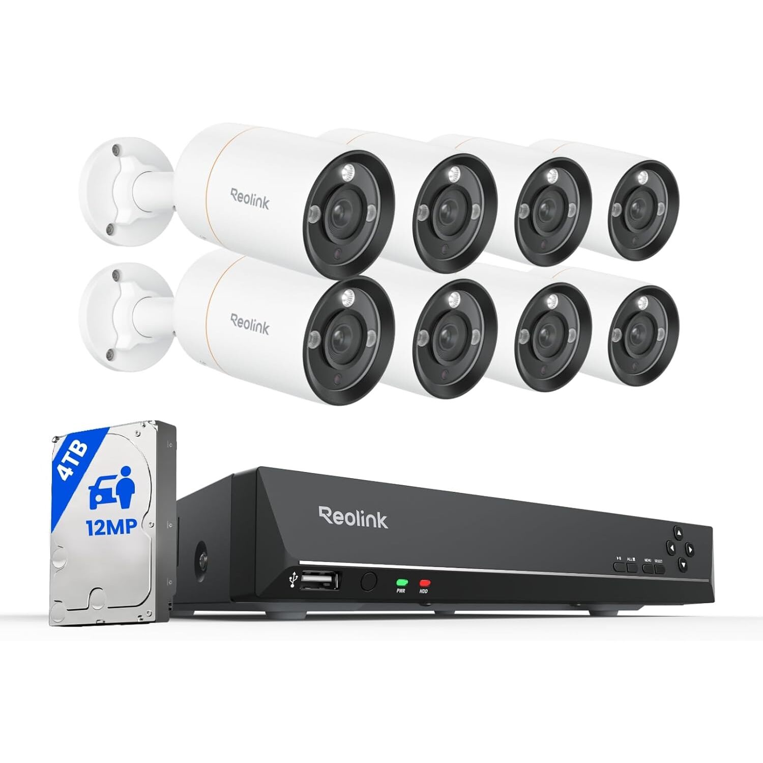 Reolink RLK16-1200B8-A – 16-Kanal-PoE-Überwachungsset mit acht 12-MP-Kameras und 4 TB – Ansicht 1 Reolink RLK16-1200B8-A 16-Kanal-PoE-Set mit acht 12-MP-Kameras