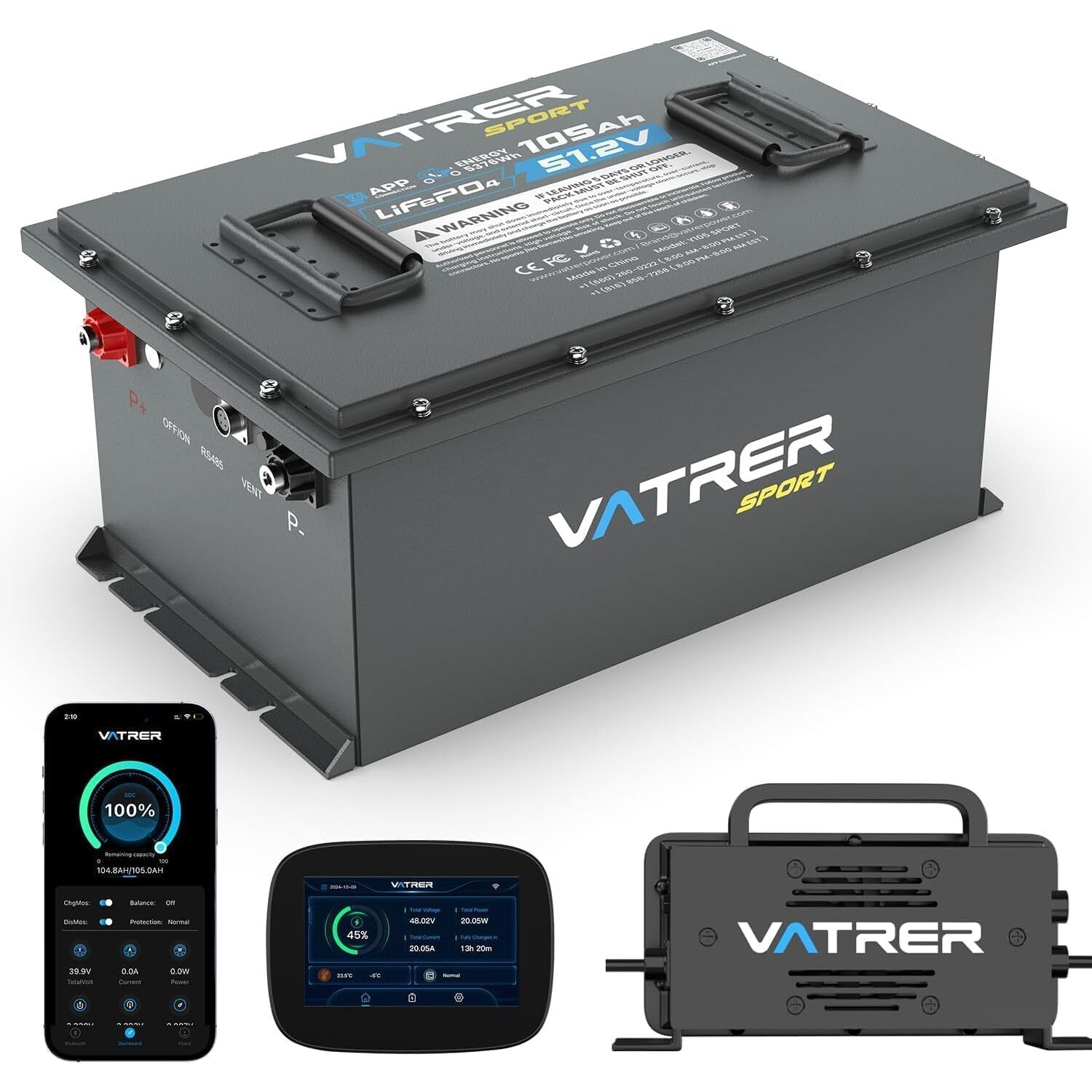 VATRER POWER 48V 105Ah LiFePO4-Akku im Metallgehäuse