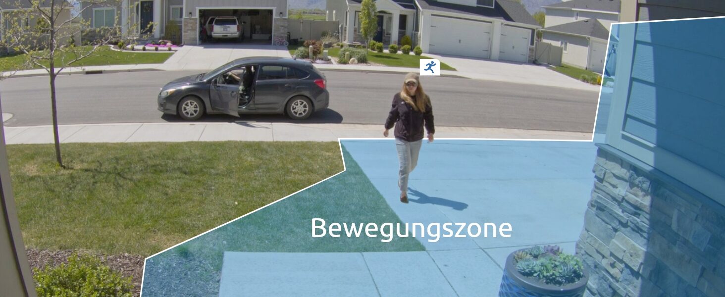 Einstellbare Bewegungszone im Kamerabild der Reolink Türklingel blendet die Straße aus