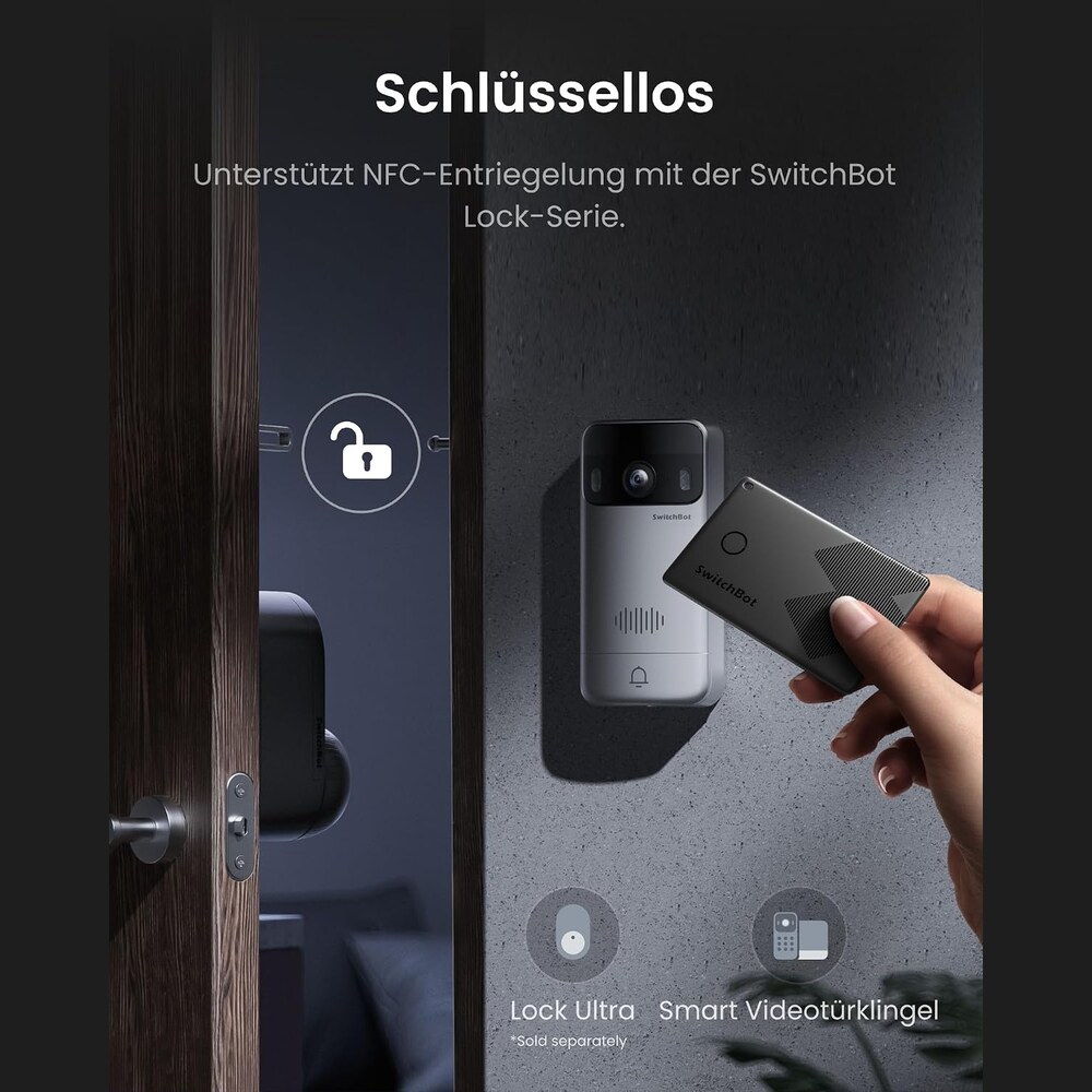 SwitchBot Türklingel im Zusammenspiel mit einem SwitchBot Smart Lock an der Haustür