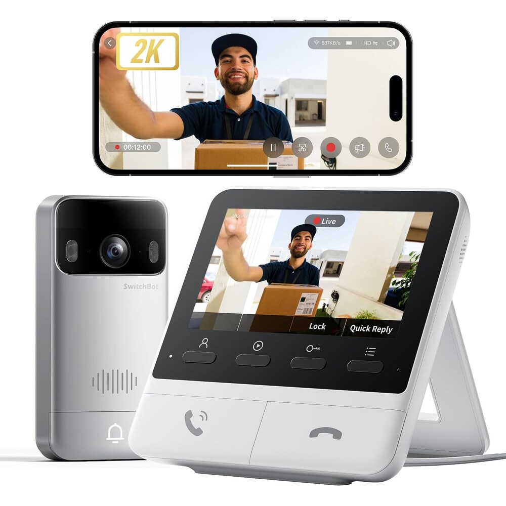 SwitchBot WLAN Türklingel mit Kamera und 4,3-Zoll-Innenmonitor als Set